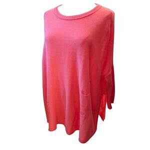 MerSea Catalina Pink Dolman Sleeve Knit Sweater Round Neck Mini Pockets SM